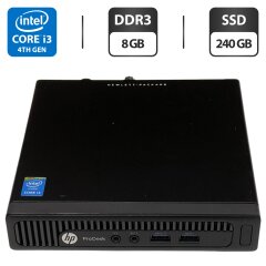 Неттоп HP ProDesk 600 G1 Mini PC USFF / Intel Core i3-4160T (2 (4) ядра по 3.1 GHz) / 8 GB DDR3 / 240 GB SSD / Intel HD Graphics 4400 + Блок питания