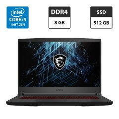 Новый игровой ноутбук MSI GF65 Thin 10UE-213US / 15.6" (1920x1080) IPS / Intel Core i5-10500H (6 (12) ядер по 2.5 - 4.5 GHz) / 8 GB DDR4 / 512 GB SSD / nVidia Geforce RTX 3060, 6 GB GDDR6, 192-bit / WebCam