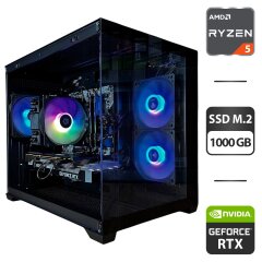 Збірка під замовлення: ігровий ПК Gamdias Aura GC10M ARGB Black Tower / AMD Ryzen 5 5600 (6 (12) ядер по 3.5 - 4.4 GHz) / 16 GB DDR4 / 1000 GB SSD M.2 / nVidia GeForce RTX 3070, 8 GB GDDR6, 256-bit / 650W