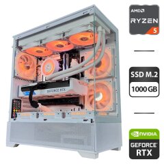 Сборка под заказ: новый игровой ПК GameMax Vista AW White Tower / AMD Ryzen 5 7500F (6 (12) ядер по 3.7 - 5.0 GHz) / 32 GB DDR5 / 1000 GB SSD M.2 / nVidia GeForce RTX 4070 Super, 12 GB GDDR6X, 192-bit / 750W