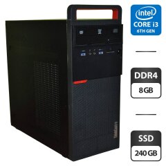 Комп'ютер Lenovo ThinkCentre M700 Tower / Intel Core i3-6100 (2 (4) ядра по 3.7 GHz) / 8 GB DDR4 / 240 GB SSD / Intel HD Graphics 530 / DVD-ROM / Windows 11 Pro