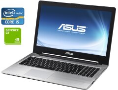 Игровой ноутбук Asus K56CM / 15.6" (1366x768) TN / Intel Core i5-3317U (2 (4) ядра по 1.7 - 2.6 GHz) / 12 GB DDR3 / 128 GB SSD + 1000 GB HDD / nVidia GeForce GT 635M, 2 GB DDR3, 128-bit / WebCam / DVD-ROM / Win 10