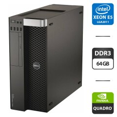 Сервер Dell Precision T5610 Tower / 2x Intel Xeon E5-2658 v2 (10 (20) ядер по 2.4 - 3.0 GHz) / 64 GB DDR3 / 240 GB SSD / nVidia Quadro K2000, 2 GB GDDR5, 128-bit / 825W / DVD-ROM