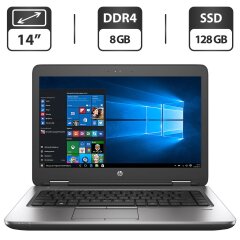 Ноутбук HP ProBook 645 G3 / 14" (1366x768) TN / AMD A10-8730B (4 ядра по 2.4 - 3.3 GHz) / 8 GB DDR4 / 128 GB SSD / AMD Radeon R5 Graphics / WebCam / VGA / АКБ / Windows 10 Pro
