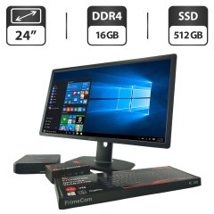 Комплект ПК: неттоп Asus Chromebox 3 USFF / Intel Core i7-8550U (4 (8) ядра по 1.8 - 4.0 GHz) / 16 GB DDR4 / 512 GB SSD / Intel UHD Graphics 620 + Монитор 24" (1920x1080) TN / Разные бренды