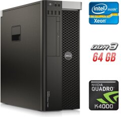 Рабочая станция Dell Precision T3600 Tower / Intel Xeon E5-1620 (4 (8) ядра по 3.6 - 3.8 GHz) / 64 GB DDR3 ECC / 250 GB SSD / nVidia Quadro K4000, 3 GB GDDR5, 192-bit / 635W / DVD-ROM / DVI / DisplayPort