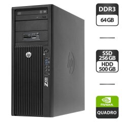 Робоча станція HP Z420 Workstation Tower / Intel Xeon E5-2680 (8 (16) ядер по 2.7 - 3.5 GHz) / 64 GB DDR3 / 256 GB SSD + 500 GB HDD / nVidia Quadro 2000, 1 GB GDDR5, 128-bit / HDMI / DVD-ROM