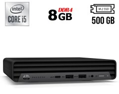 Неттоп Б-клас HP ProDesk 600 G6 DM USFF / Intel Core i5-10500T (6 (12) ядер по 2.3 - 3.8 GHz) / 8 GB DDR4 / 500 GB SSD M.2 / Intel UHD Graphics 630 + Блок живлення