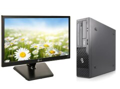 Комплект ПК: Fujitsu Esprimo E500 E85+ SFF / Intel Core i3-2120 (2 (4) ядра по 3.3 GHz) / 8 GB DDR3 / 320 GB HDD / Intel HD Graphics 2000 / DVD-ROM + Монитор Б-класс LG Flatron E1942C-BN / 19" (1366x768) TN / VGA / VESA 75x75