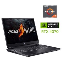 Игровой ноутбук Acer Nitro 16 AN16-41-R3E6 / 16" (2560x1600) IPS / AMD Ryzen 7 7735HS (8 (16) ядер по 3.2 - 4.75 GHz) / 32 GB DDR5 / 960 GB SSD / nVidia GeForce RTX 4070, 8 GB GDDR6, 128-bit / WebCam 