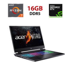 Игровой ноутбук Acer Nitro 17 AN17-42-R97P / 17.3" (1920x1200) IPS / AMD Ryzen 7 8845HS (8 (16) ядер по 3.8 - 5.1 GHz) / 16 GB DDR5 / 960 GB SSD / nVidia GeForce RTX 4060, 8 GB GDDR6, 128-bit / WebCam