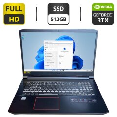 Игровой ноутбук Acer Nitro 5 / 17.3" (1920x1080) IPS / Intel Core i7-10750H (6 (12) ядер по 2.6 - 5.0 GHz) / 16 GB DDR4 / 512 GB SSD / nVidia GeForce RTX 3060, 6 GB GDDR6, 192-bit / WebCam