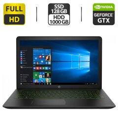 Игровой ноутбук HP Pavilion 15-cb075nr / 15.6" (1920x1080) IPS / Intel Core i5-7300HQ (4 ядра по 2.5 - 3.5 GHz) / 8 GB DDR4 / 128 GB SSD + 1000 GB HDD / nVidia GeForce GTX 1050, 4 GB GDDR5, 128-bit / WebCam / HDMI