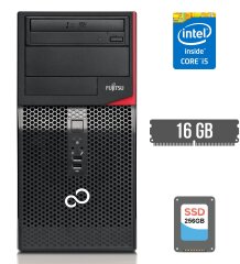 Компьютер Fujitsu Esprimo P420 E85 Tower / Intel Core i5-4460 (4 ядра по 3.2 - 3.4 GHz) / 16 GB DDR3 / 256 GB SSD / nVidia GeForce 210, 1 GB DDR3, 64-bit / DVD-RW