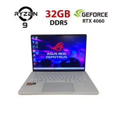 Ігровий ультрабук Asus ROG Zephyrus G14 GA402XV White / 14" (2560x1600) IPS / AMD Ryzen 9 7940HS (8 (16) ядер по 4.0 - 5.2 GHz) / 32 GB DDR5 / 1000 GB SSD NVMe / nVidia GeForce RTX 4060, 8 GB GDDR6, 128-bit / WebCam