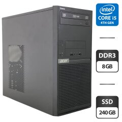Компьютер Acer Extensa M2610 Tower / Intel Core i5-4440 (4 ядра по 3.1 - 3.3 GHz) / 8 GB DDR3 / 240 GB SSD / Intel HD Graphics 4600 / DVD-ROM