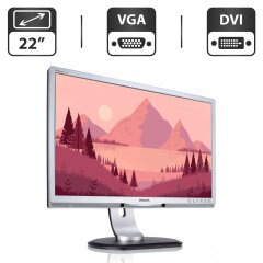 Монитор Philips Brilliance 220P4L / 22" (1680x1050) TN / USB, VGA, DVI, DisplayPort / Встроенные колонки 2x 1.5W / VESA 100x100 + Кабели (VGA, DVI, DisplayPort на выбор) и питания в комплекте