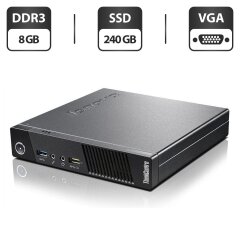 Неттоп Lenovo ThinkCentre M93p Tiny USFF / Intel Core i5-4570T (2 (4) ядра по 2.9 - 3.6 GHz) / 8 GB DDR3 / 240 GB SSD / Intel HD Graphics 4600 / VGA / Блок живлення у комплекті
