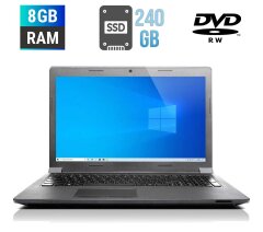 Ноутбук Б-клас Lenovo B5400 / 15.6" (1366x768) TN / Intel Pentium 3550M (2 ядра по 2.3 GHz) / 8 GB DDR3 / 240 GB SSD / Intel HD Graphics / WebCam / DVD-RW / HDMI