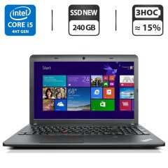 Ноутбук Б-клас Lenovo ThinkPad E540 / 15.6" (1366x768) TN / Intel Core i5-4200M (2 (4) ядра по 2.5 - 3.1 GHz) / 8 GB DDR3 / 240 GB SSD NEW / Intel HD Graphics 4600 / WebCam / DVD-ROM / BIOS PASSWORD BOOT