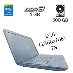 Ноутбук Toshiba Satellite C850 / 15.6" (1366x768) TN / Intel Pentium B950 (2 ядра по 2.1 GHz) / 4 GB DDR3 / 500 GB HDD / Intel HD Graphics 2000 / WebCam