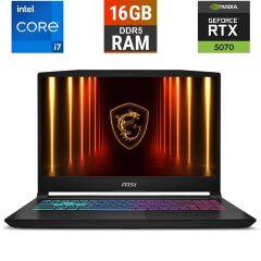 Новый игровой ноутбук MSI Katana 15 HX B14WGK-061XPL / 15.6" (2560x1440) IPS / Intel Core i7-14650HX (16 (24) ядер по 2.2 - 5.2 GHz) / 16 GB DDR5 / 1000 GB SSD / nVidia GeForce RTX 5070, 8 GB GDDR7, 128-bit / WebCam