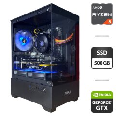 Збірка під замовлення: ігровий ПК Gamdias Aura GC9M ARGB Black Tower / AMD Ryzen 5 2600 (6 (12) ядер по 3.4 - 3.9 GHz) / 16 GB DDR4 / 500 GB SSD / nVidia GeForce GTX 1060, 6 GB GDDR5, 192-bit / 500W