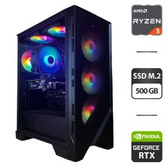Сборка под заказ: игровой ПК MSI MAG Forge 120A Airflow Tower / AMD Ryzen 5 5600 (6 (12) ядер по 3.5 - 4.4 GHz) / 16 GB DDR4 / 500 GB SSD M.2 / nVidia GeForce RTX 3070, 8 GB GDDR6, 256-bit / 650W
