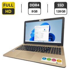Ноутбук Б-клас Asus R541U / 15.6" (1920x1080) TN / Intel Core i3-7100U (2 (4) ядра по 2.4 GHz) / 8 GB DDR4 / 128 GB SSD / Intel HD Graphics 620 / WebCam / DVD-ROM