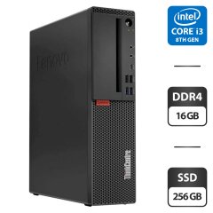 Компьютер Lenovo ThinkCentre M720s SFF / Intel Core i3-8100 (4 ядра по 3.6 GHz) / 16 GB DDR4 / 256 GB SSD / Intel UHD Graphics 630