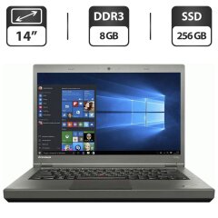 Ноутбук Б-клас Lenovo ThinkPad T440p / 14" (1366x768) TN / Intel Core i5-4300M (2 (4) ядра по 2.6 - 3.3 GHz) / 8 GB DDR3 / 256 GB SSD / Intel HD Graphics 4600 / WebCam / DVD-ROM / VGA