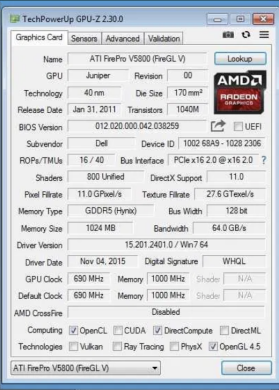 Дискретная видеокарта AMD FirePro V5800, 1 GB GDDR5, 128-bit