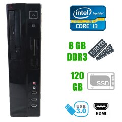 GIGABYTE SFF / Intel Core i3-2120 (2(4)ядра по 3.3GHz) / 8GB DDR3 / 120GB SSD / USB 3.0 / HDMI
