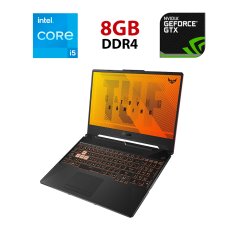 Ігровий ноутбук Asus TUF FX506L / 15.6" (1920x1080) IPS / Intel Core i5-10300H (4 (8) ядра по 2.5 - 4.5 GHz) / 8 GB DDR4 / 240 GB SSD / nVidia GeForce GTX 1650 Ti, 4 GB GDDR6, 128-bit / WebCam
