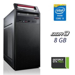 Игровой ПК Lenovo ThinkCentre E73 Tower / Intel Core i3-4150 (2 (4) ядра по 3.5 GHz) / 8 GB DDR3 / 500 GB HDD / nVidia GeForce GTX 750 Ti, 2 GB GDDR5, 128-bit 