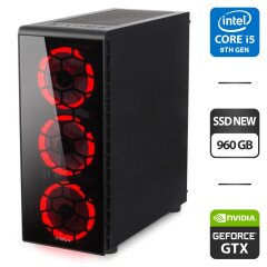 Ігровий ПК Vinga ORC Tower NEW / Intel Core i5-8500 (6 ядер по 3.0 - 4.1 GHz) / 16 GB DDR4 / 960 GB SSD NEW / nVidia GeForce GTX 1660 Super, 6 GB GDDR6, 192-bit / 500W NEW / HDMI + Кабелі DVI та живлення в комплекті