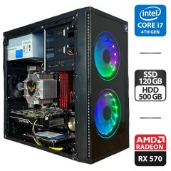Компьютер 2E Basis RD858 Tower / Intel Core i7-4770 (4 (8) ядра по 3.4 - 3.9 GHz) / 16 GB DDR3 / 120 GB SSD + 500 GB HDD / AMD Radeon RX 570, 4 GB GDDR5, 128-bit / 400W