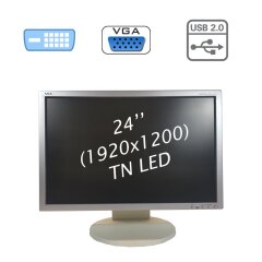 Монитор Б-класс NEC MultiSync EA241WM / 24" (1920x1200) TN LED / 1x DVI, 1x VGA, 1x USB-Hub, 1x Audio Port Combo / встроенные динамики 2x 1W