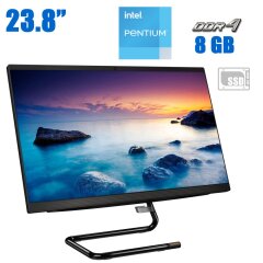 Моноблок Lenovo IdeaCentre A340-24IGM All-in-One / 23.8" (1920x1080) IPS / Intel Celeron J4025 (2 ядра по 2.0 - 2.9 GHz) / 8 GB DDR4 / 256 GB SSD / Intel UHD Graphics 600 / WiFi / WebCam / OC Winindows 11 PRO + клавиатура и мышь