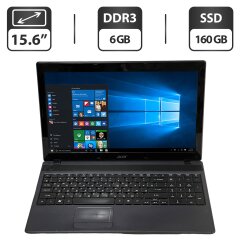 Ноутбук Б-класс Acer Aspire 5733 PEW71 / 15.6" (1366x768) TN / Intel Core i5-520M (2 (4) ядра по 2.4 - 2.93 GHz) / 6 GB DDR3 / 160 GB SSD / Intel HD Graphics / WebCam / Windows 10 Pro