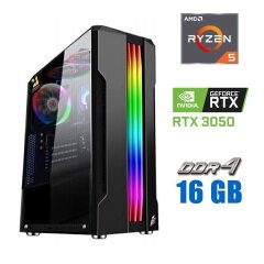 Новий ігровий ПК Tower / AMD Ryzen 5 5500 (6 (12) ядер по 3.6 - 4.2 GHz) / 16 GB DDR4 / 480 GB SSD / nVidia GeForce RTX 3050, 8 GB GDDR6, 128-bit / 600W