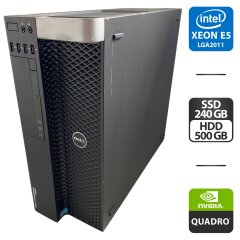 Робоча станція Dell Precision T3600 Tower / Intel Xeon E5-2690 (8 (16) ядра по 2.7 - 3.5 GHz) / 64 GB DDR3 / 240 GB SSD + 500 GB HDD / nVidia Quadro 2000D, 1 GB GDDR5, 128-bit / DVD-ROM