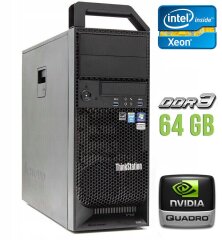 Робоча станція Lenovo ThinkStation S30 Tower / Intel Xeon E5-1650 (6 (12) ядер по 3.2 - 3.8 GHz) / 64 GB DDR3 / 120 GB SSD / nVidia Quadro 2000, 1 GB GDDR5, 128-bit / 610W / DVI / DisplayPort