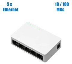 Сетевой коммутатор / 5х Ethernet 10-100MBs / IEEE 802,3, IEEE 802,3 u, IEEE 802,3 ab, IEEE 802,3 x 