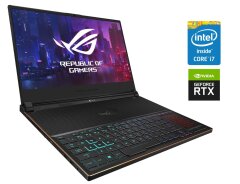 Игровой ноутбук Б-класс Asus ROG Zephyrus S15 GX531GW / 15.6" (1920x1080) IPS / Intel Core i7-8750H (6 (12) ядер по 2.2 - 4.1 GHz) / 16 GB DDR4 / 512 GB SSD NVMe / nVidia GeForce RTX 2070 Max-Q, 8 GB GDDR6, 256-bit / WebCam