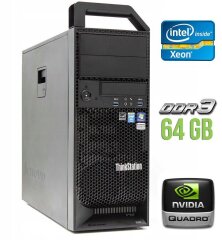 Робоча станція Lenovo ThinkStation S30 Tower / Intel Xeon E5-2630 (6 (12) ядер по 2.3 - 2.8 GHz) / 64 GB DDR3 / 500 GB HDD / nVidia Quadro 2000, 1 GB GDDR5, 128-bit / 610W / DVI / DisplayPort