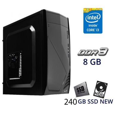 Компьютер Aerocool PGS CS-102 NEW / Intel Core i3-4150T (2 (4) ядра по 3.0 GHz) / 8 GB DDR3 / 240 GB SSD NEW
