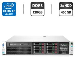 Сервер HP ProLiant DL380p G8 2U Rack / 2x Intel Xeon E5-2658 v2 (10 (20) ядер по 2.4 - 3.0 GHz) / 128 GB DDR3 / 2x 450 GB HDD (SAS) / iRMC S3 Graphics / Два блока питания 460W
