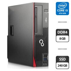 Компьютер Fujitsu Esprimo D757 E85 SFF / Intel Core i5-6500 (4 ядра по 3.2 - 3.6 GHz) / 8 GB DDR4 / 240 GB SSD / Intel HD Graphics 530 / DVI / DisplayPort / DVD-ROM