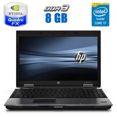 Ноутбук Б-класс HP EliteBook 8540w / 15.6" (1600x900) TN / Intel Core i7-640M (2 (4) ядра по 2.8 - 3.46 GHz) / 8 GB DDR3 / 256 GB SSD / nVidia Quadro FX 880M, 1 GB GDDR3, 128-bit / WebCam / DVD-RW / АКБ не держит